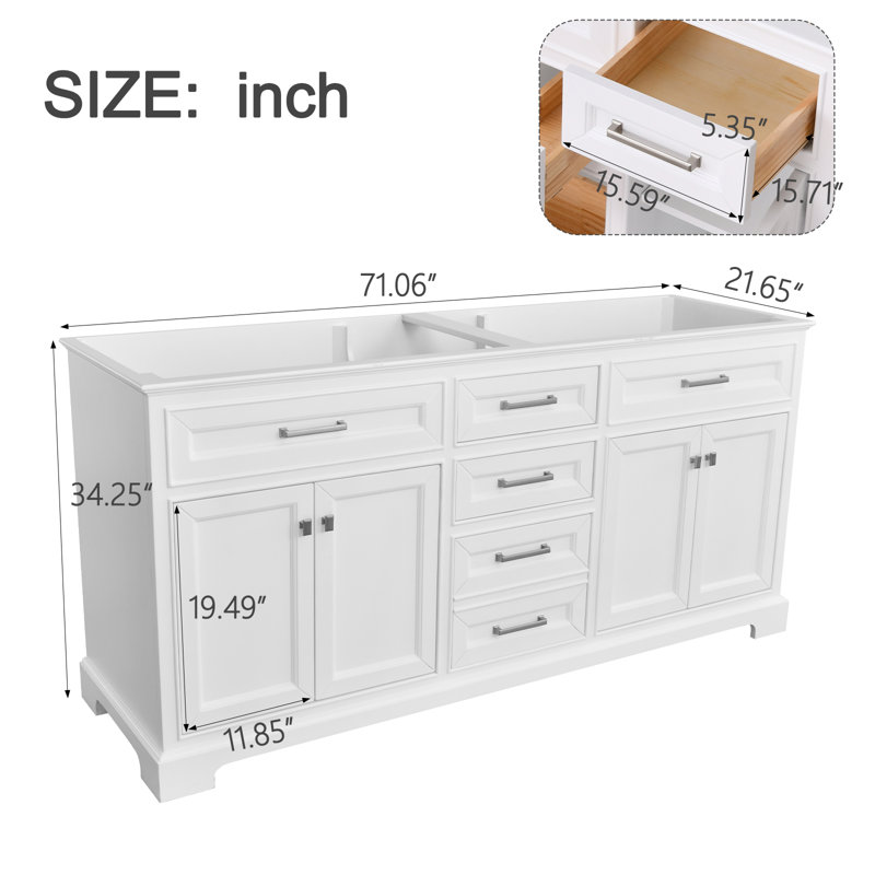 Adoram 72" Double Bathroom Vanity Base Only