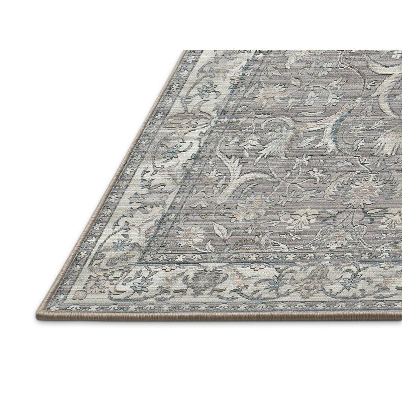 Tapis traditionnel bleu / gris Danae, Rectangle 5 pi x 7 pi