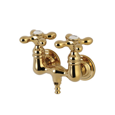 Kingston Brass Aqua Vintage Two-Handle 2-Hole Tub Wall Mount Clawfoot Tub Faucet