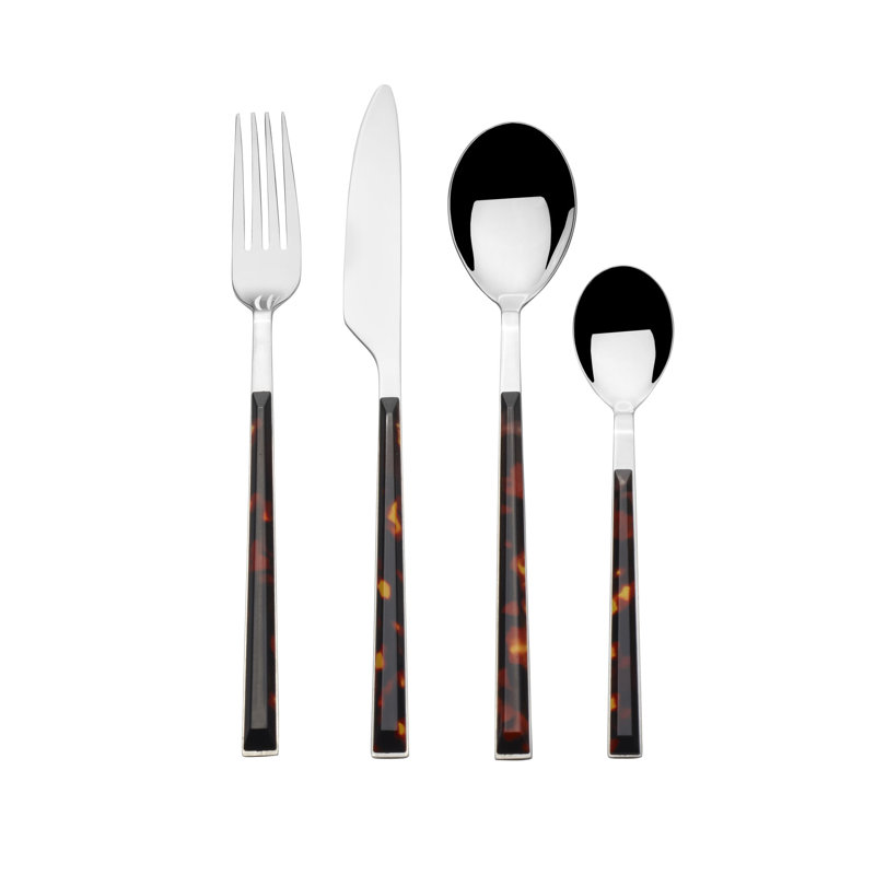 Tortoise 16-Piece Colorful Stainless Steel Flatware Set