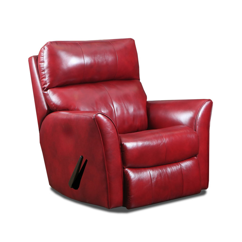 Fauteuil inclinable et berçant en cuir Stardust, Berçant, Rouge très clair