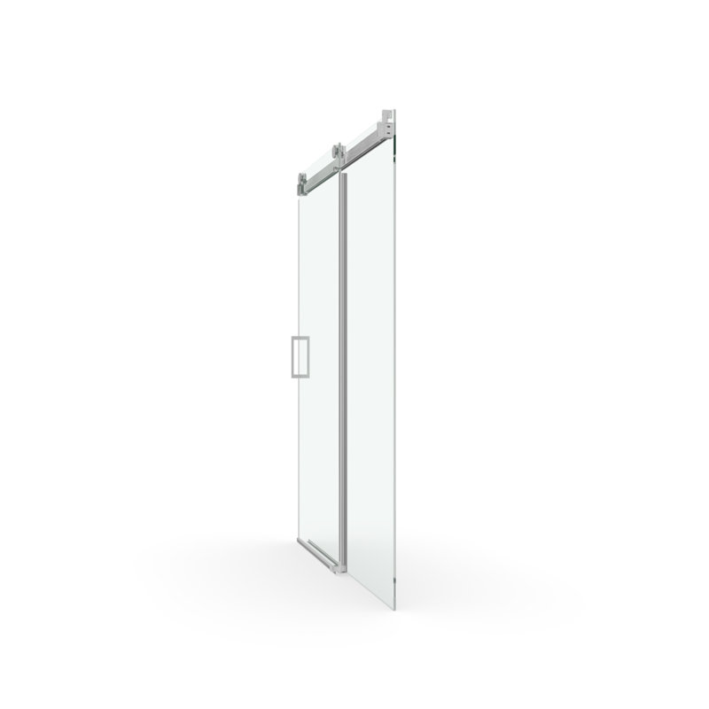 Porte de douche sans cadre de 56 po à l 60 po x H 76 po en verre trempé à fermeture douce de 1/4 po (6 mm) avec film antidéflagrant