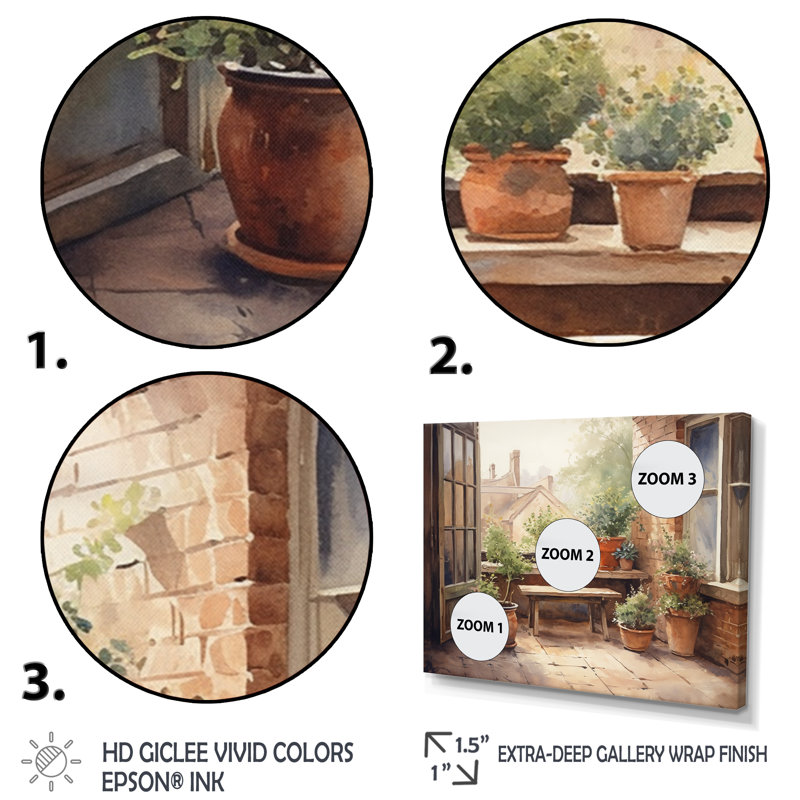 Runald Cottage Balcony Garden III On Canvas Print, Black Floater Framed, 24" H x 32" W x 1" D