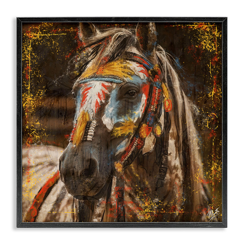 Art à giclée encadrée à motif de cheval par Marta Wiley, H 12 po x l 12 po, Giclée encadrée noir minuit