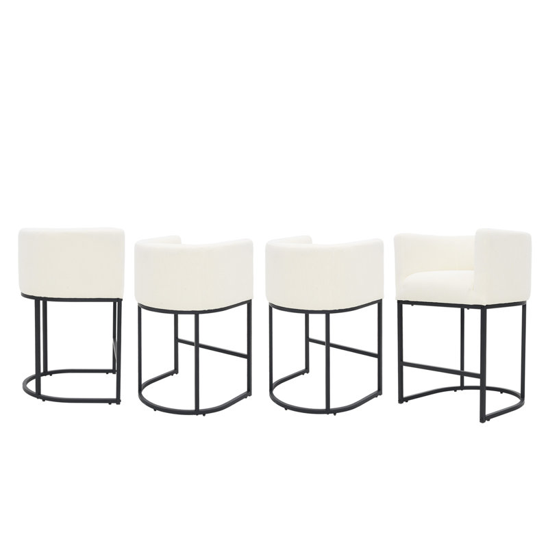 Tabouret de baril de comptoir 26 po, Blanc, 4, Noir