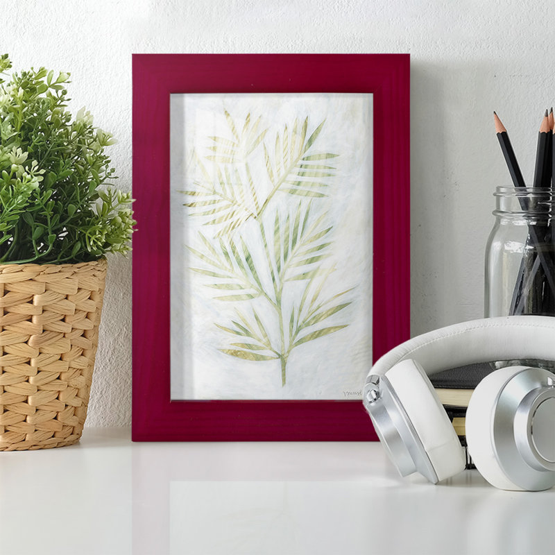 Tyrel Breezy Fronds III, encadré sur papier, Rouge cerise, H 6 po x l 4 po x P 1 po
