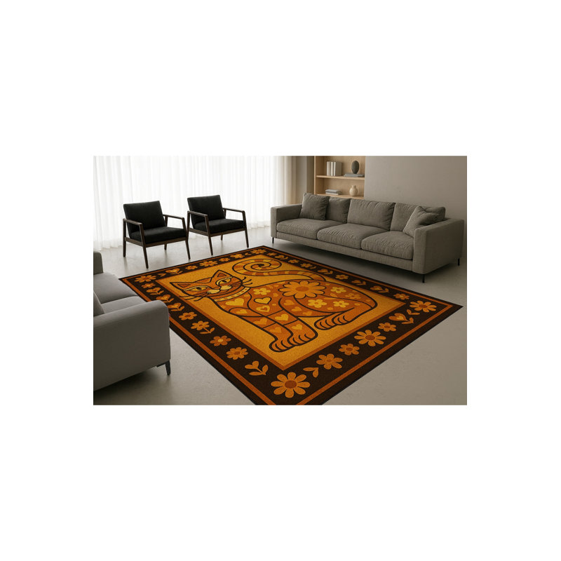 Tapis orange tissé lavable Mosso, 3'3" x 6'7"