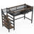 Twin XL Size Metal Loft Bed with Storage Stairs, Shelves & Bookshelf, Bedroom, Guest, Dorms, Black-1881337793