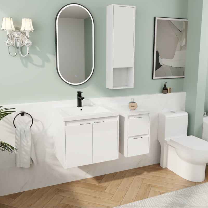 Ensemble de meuble-lavabo 48 po avec deux armoires de rangement et un lavabo simple