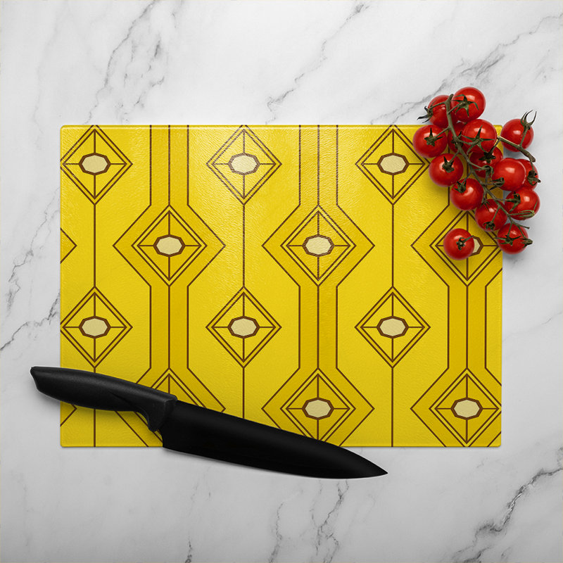 Geometric Glass Chopping Board, 28cm L x 20cm W