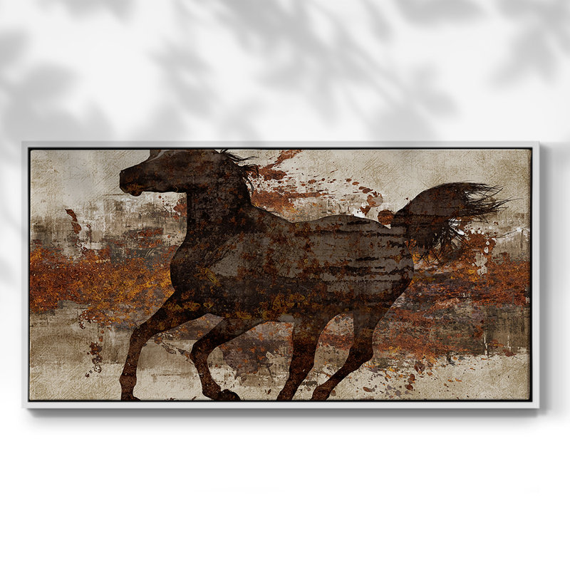 «Running Free II», toile tendue avec châssis, prête à être accrochée, H 21 po x l 41 po, Blanc