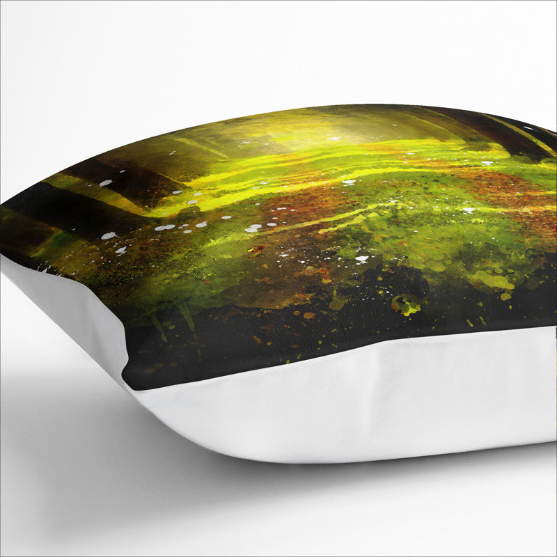 Green Forest Vol.7 Paint Splash Square Throw Cushion, White, 40cm H x 40cm W x 15cm D