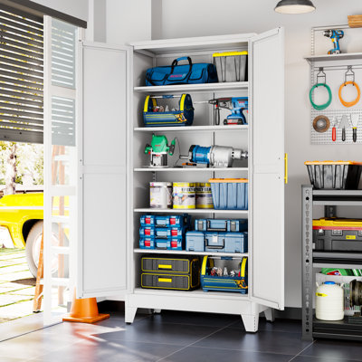 Outils de rangement pour garage en métal 75 po H x 36 po x P 18 po avec cinq tablettes réglables pour un usage multiple