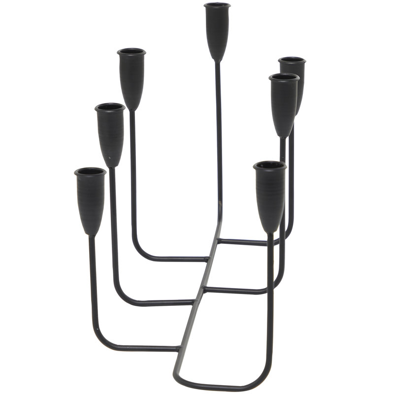 Galya Modern Metal Candelabra Holder, Black, 9.65" H 21.2" W x 8.05" D