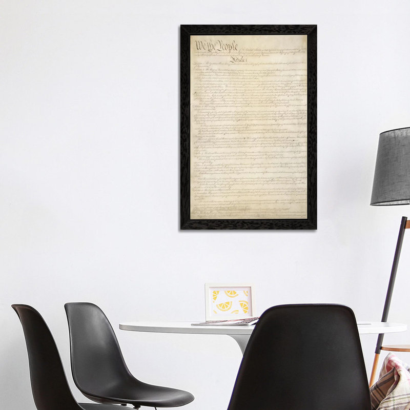The Constitution Document - Print on Canvas, 66.04 cm H x 45.72 cm W, Black Floater Framed