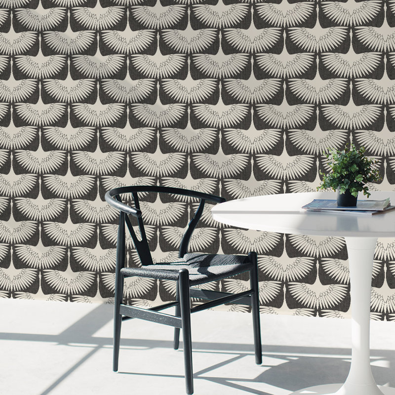 Papier peint «Feather Flock» par Genevieve Gorder, Storm Gray