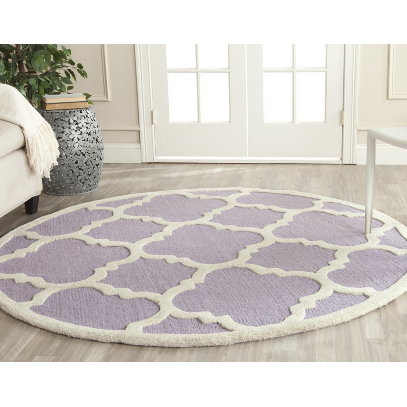 Sanyla Hand Tufted Wool Geometric Rug, Round 6'