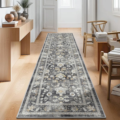 Floral Soft Faux Wool Kitchen Rug Carpet Runner for Kitchen Laundry Entryway Bedroom