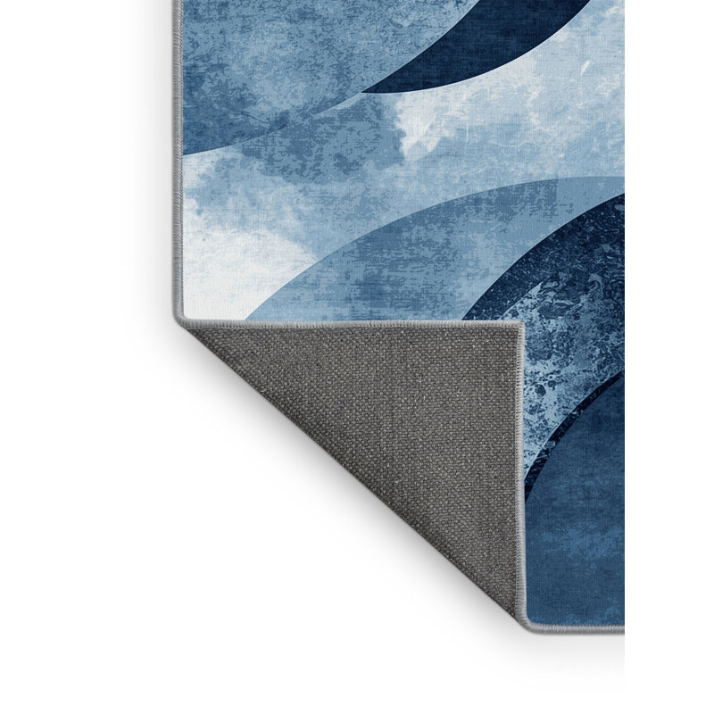 Tapis bleu moelleux et moelleux Evart Bold & Eclectic, 8 x 10