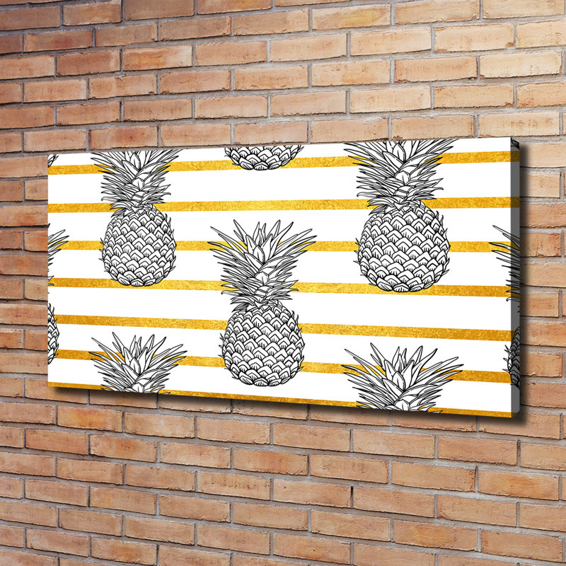 Pineapples Stripes - Wrapped Canvas Print