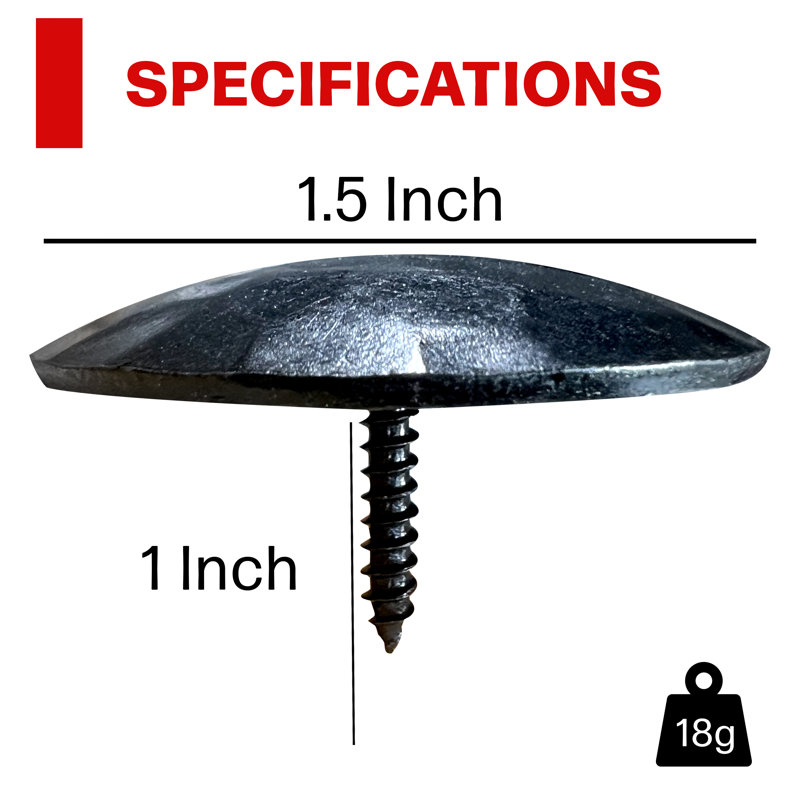 Decorative Nail Screw, 1" H x 1.5" W x 1.5" D