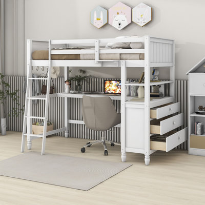 Gedalya Kids Twin Loft Bed with Drawers