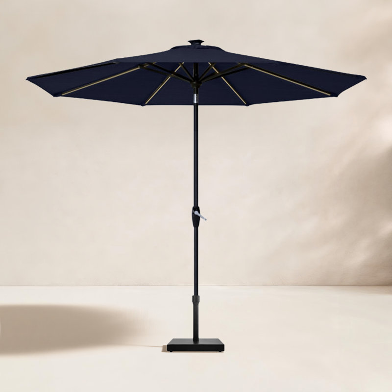 Parasol de marché 11 pi, Sunbrella® bleu marine, Noir