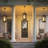 15" Outdoor Pendant Light, Modern Outside Hanging Porch Light, Black Outdoor Chandelier With Water-ripple Glass