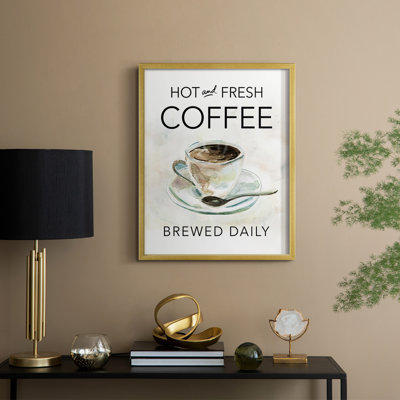 Hot and Fresh Coffee Framed Print - Solid Wood