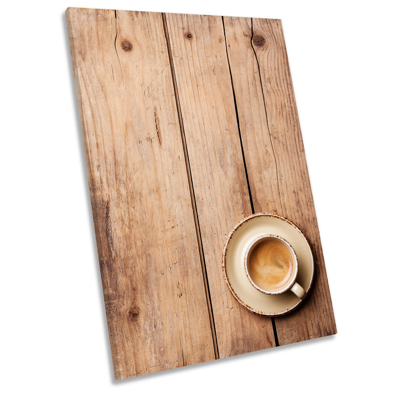 Coffee Kitchen Wood Picture - Wrapped Canvas Print, 91.4cm H x 61cm W x 4cm D