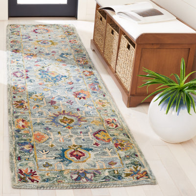 Oriental Hand Tufted Wool/Cotton Area Rug in Grey/Green