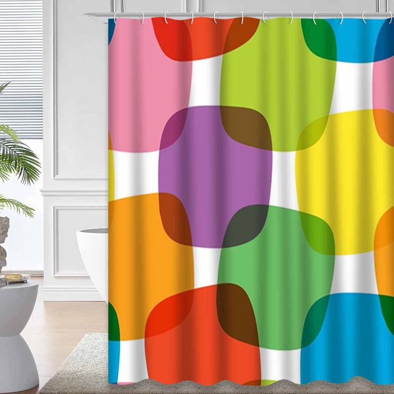 Rideau de douche jaune sarcelle avec 12 crochets, L 72 po x l 84 po