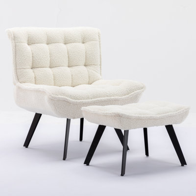 Caernarfon Upholstered Slipper Chair with Footstool