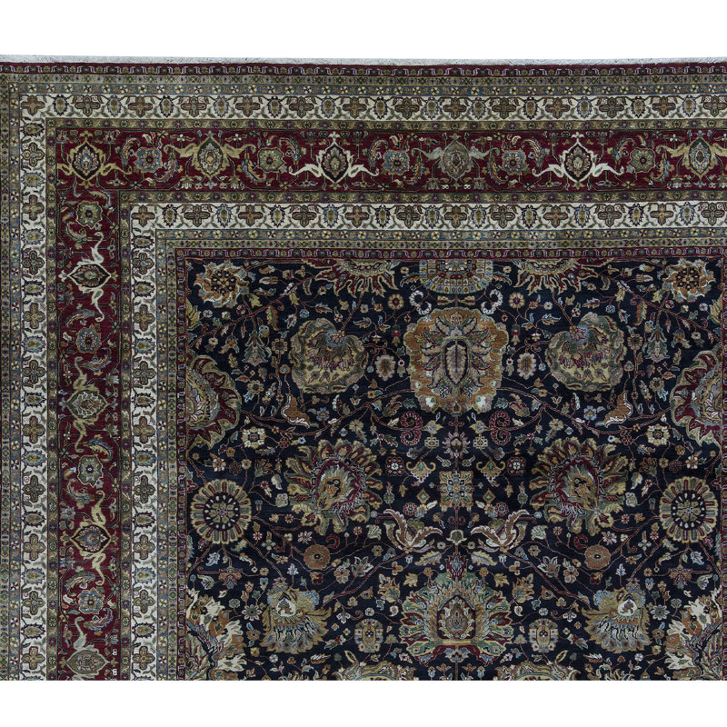 Tapis noir et rouge de haute qualité noué à la main