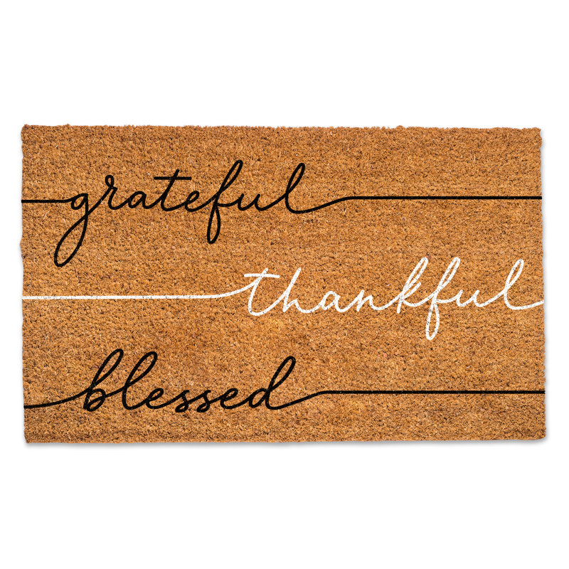 Grateful Thankful Blessed Coir Door Mat