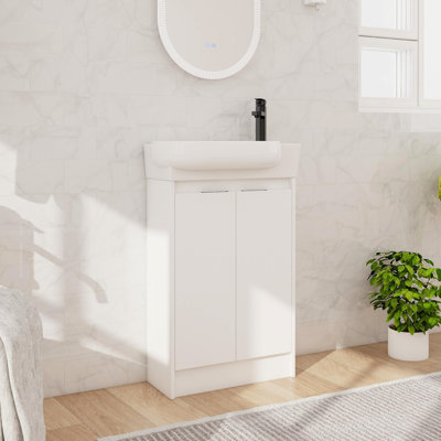 Meuble-lavabo de 23 po avec lavabo, meuble-lavabo autoportant avec porte à fermeture en douceur et tablette réglable