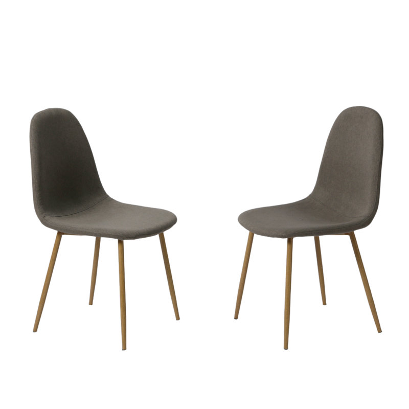 Asteria - Linen Dining Chairs - Modern Kitchen & Dining Seating, Dark Grey, Natural Wood, 2