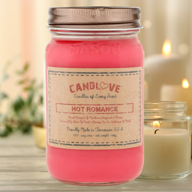 Bougie parfumée avec support en verre Hot Romance