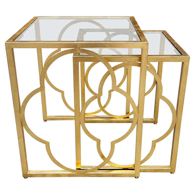 Louisiana 2 Piece Nesting Tables, Gold Leaf
