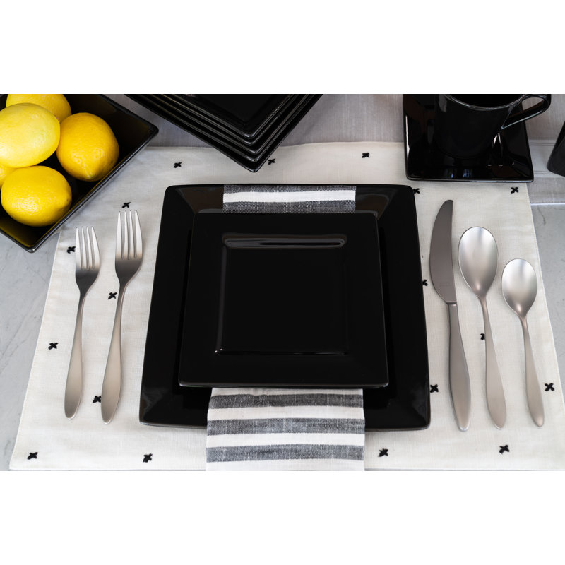 Service de table 30 pièces, service pour 6 personnes Nova Square, Noir