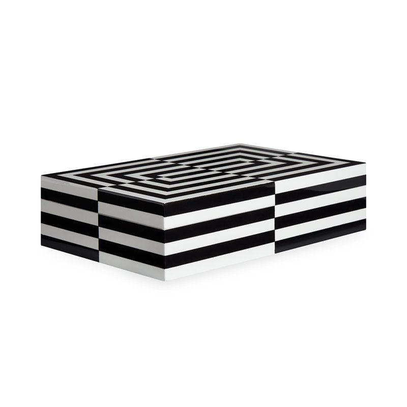 Large Black and White Lacquer Op Art Decorative Box