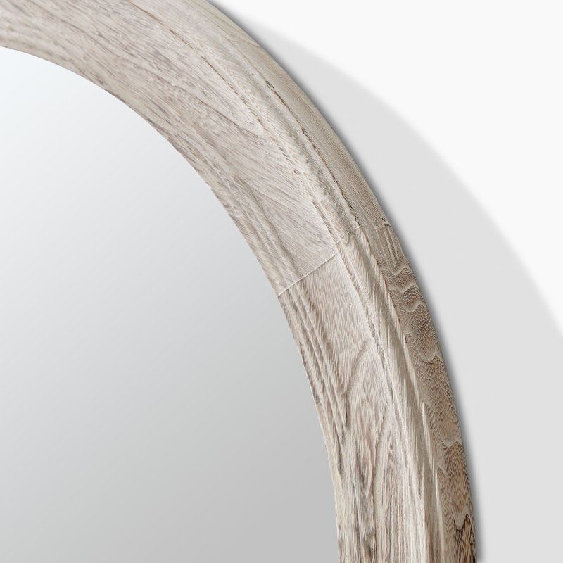 Becca Solid Wood Circular Hallway Wall Mirror - Simple Rustic Design