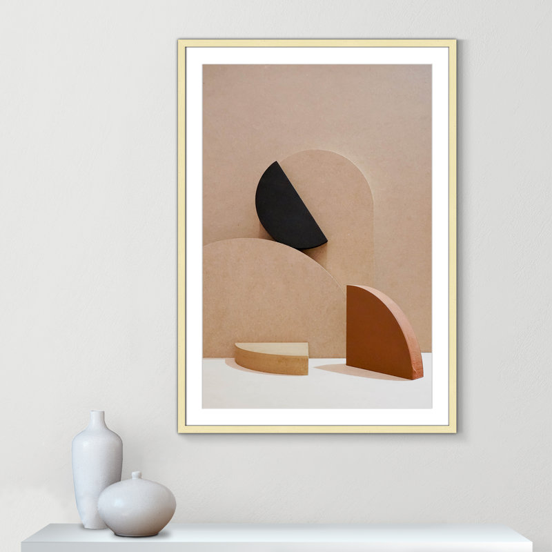 Neutral Harmony dévoilé par Casa Fine Arts, H 41,5 po x l 29,5 po, Cadre noir, Blanc