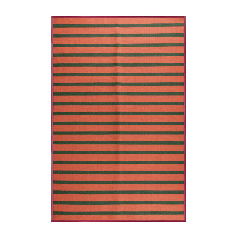 Tapis brun à rayures horizontales lavable à la machine, Rectangle 2 pi x 3 pi