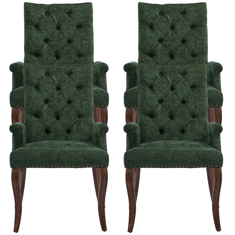 Chaises de salle à manger rembourrées Seita, 4, Vert