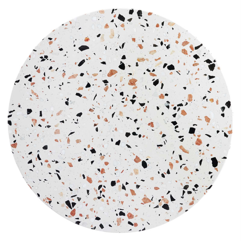Verne 28" Round White Terrazzo and Gold Dining Table
