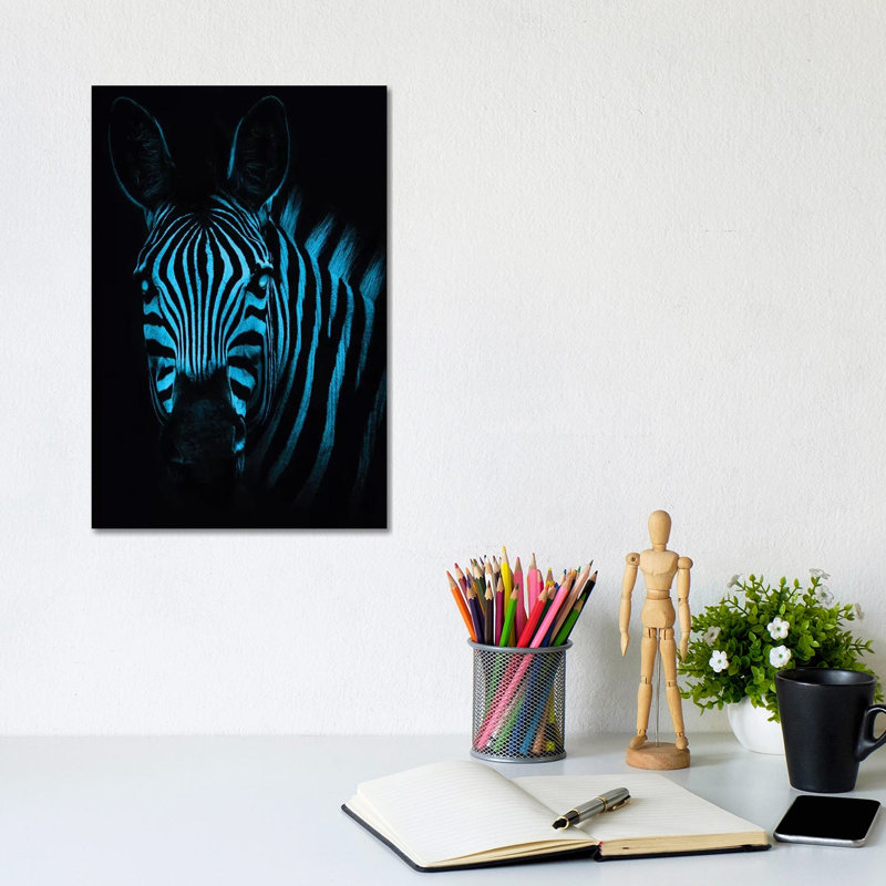 Cool Zebra by Paul Haag - Print on Canvas, Wrapped Canvas, 20.32 cm H x 30.48 cm W