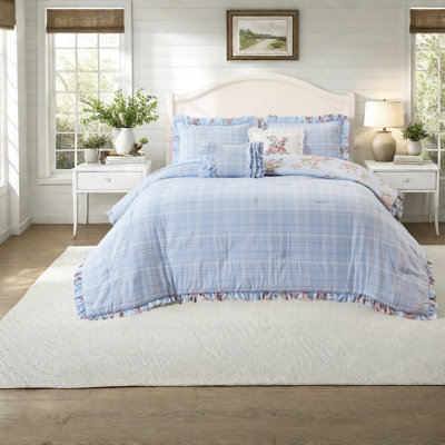 Ensembles de literie très grand à motif floral bleu, édredon en microfibre douce pour la chambre à coucher