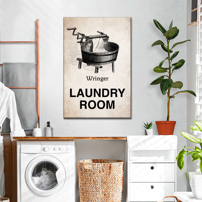 Wringer Laundry Room sur impression sur toile, H 48 po x l 32 po x P 1,25 po