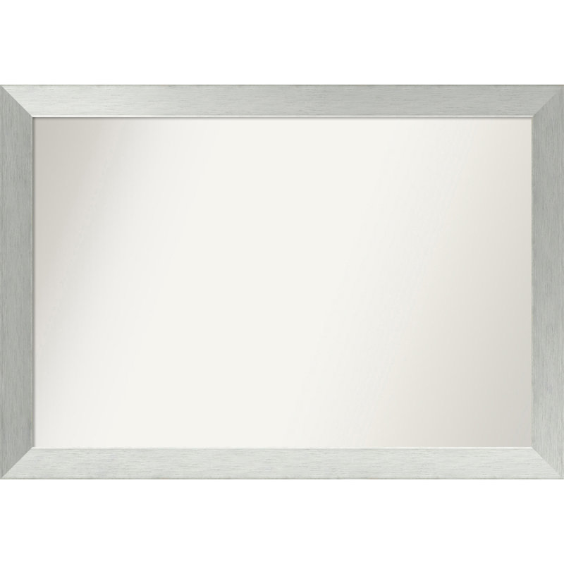 Miroir de salle de bain mural en argent brossé sans cadre, Rectangle, 28 po x 40 po